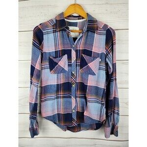 Abercrombie and Fitch Pink and Blue Plaid Flannel Womens XS